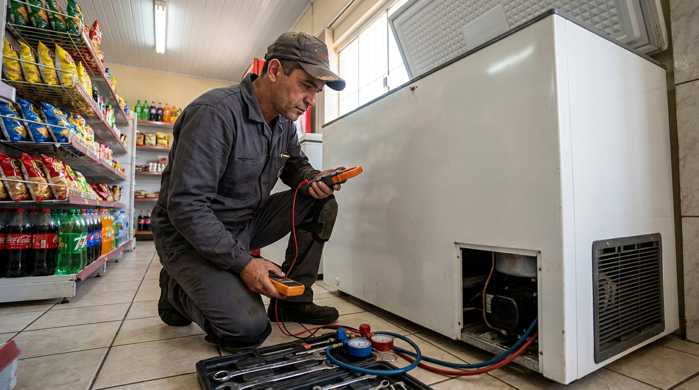 Reparo na placa eletrônica do freezer na Cidade Nova, São José do Rio Preto‑SP